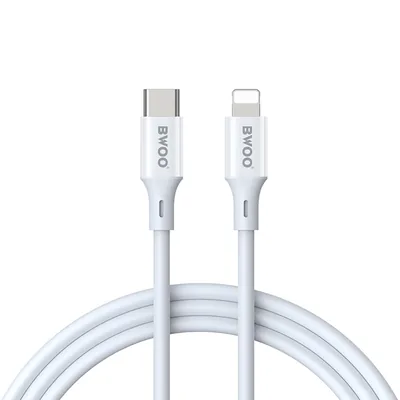 Câble BWOO USB-C vers Lightning 27W 3A 1m – Charge Rapide – Blanc