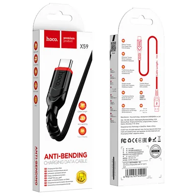 Câble Hoco Victory X59 USB-A vers USB-C Tressé Nylon – Charge Rapide 3A – 1m