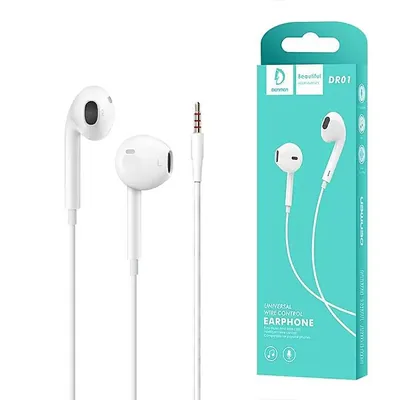 Denmen In-ear wired headphones DR01 Jack 3.5 inches 1m White DR01W