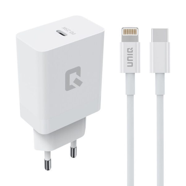 Chargeur Rapide PD de 25W avec Câble Lightning vers Type-C - Blanc