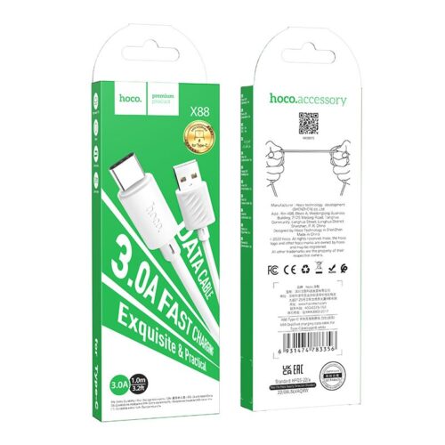 Câble Hoco Gratifed X88 USB-A vers USB-C Tressé Renforcé - Référence DC-HOCO-X88-3A