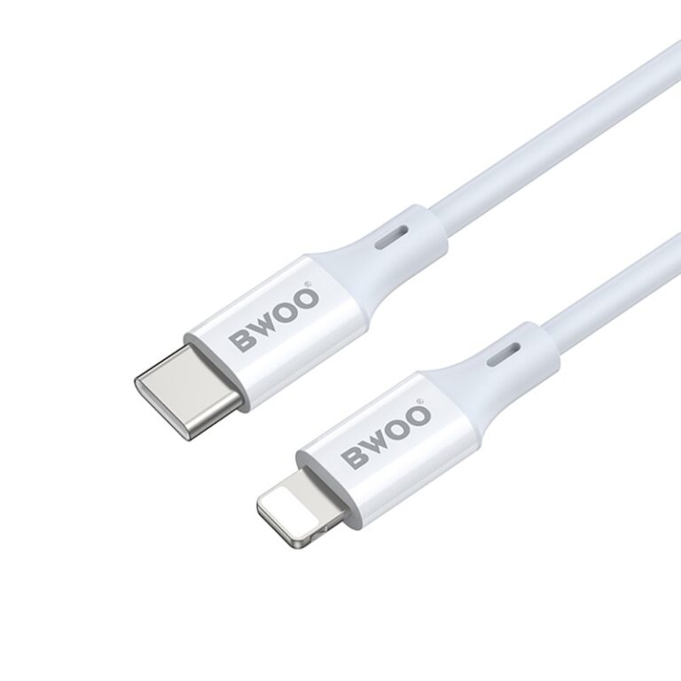 Câble BWOO USB-C vers Lightning Blanc 27W - Charge Rapide pour iPhone - Référence DC-BW-27W-LT-WH Câble BWOO USB-C vers Lightning 27W 3A 1m - Charge Rapide - Blanc