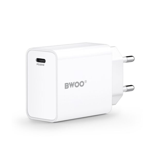 Chargeur Secteur BWOO 20W PD Blanc pour Type C