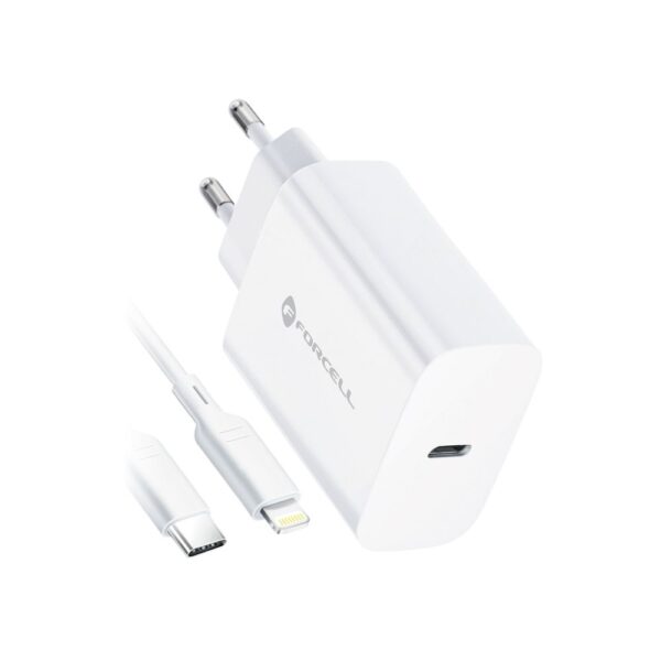 Chargeur Secteur Forcell 20W avec Câble Lightning pour iPhone