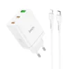 Chargeur Secteur Hoco 3 Ports Blanc avec Câble Lightning Chargeur Secteur Hoco 3 Ports Blanc avec Câble Lightning