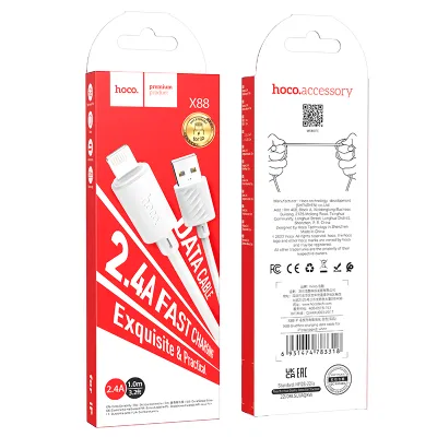 Câble Hoco Gratifed X88 USB-A vers Lightning Tressé Renforcé