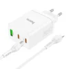 Chargeur Secteur Hoco 3 Ports Blanc avec Câble Lightning Chargeur Secteur Hoco 3 Ports Blanc avec Câble Lightning