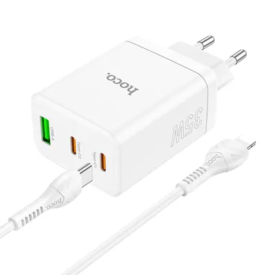 Chargeur Secteur Hoco 3 Ports 35W + Câble Lightning 1m - Charge Rapide