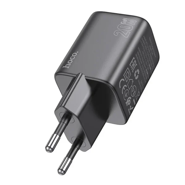 Chargeur USB-C 20W PD Hoco N40 Compact – Sans Câble – Noir – vue 2