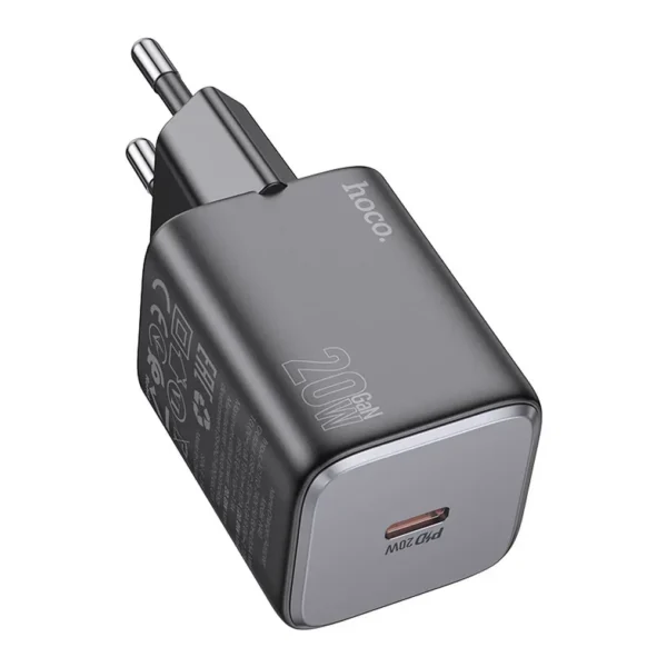 Chargeur USB-C 20W PD Hoco N40 Compact – Sans Câble – Noir