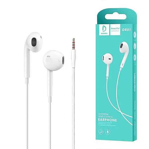 Denmen In-ear wired headphones DR01 Jack 3.5 inches 1m White DR01W