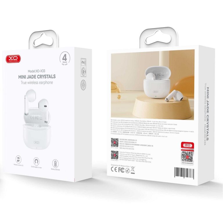 Écouteurs Bluetooth sans fil XO X33 – TWS Bluetooth 5.3, micro – Blanc
