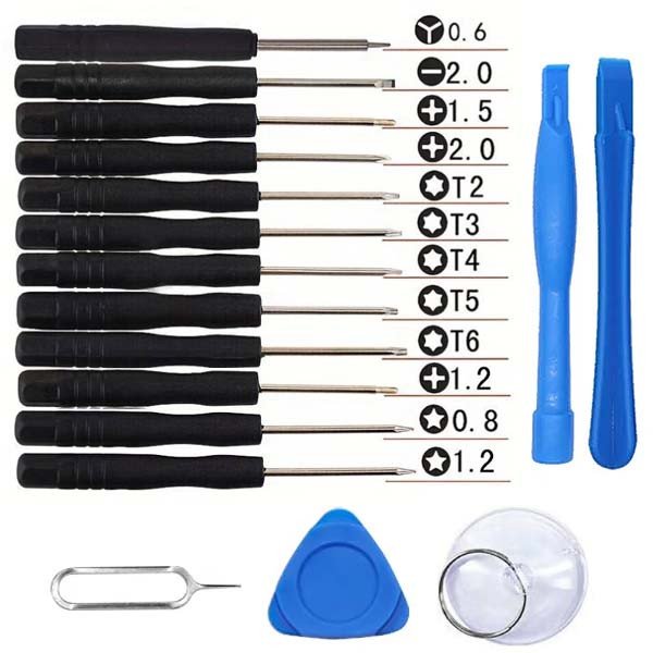 Kit outils réparation smartphone 17 pièces – Tournevis de précision, ventouse