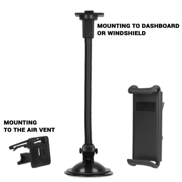 Support téléphone voiture flexible 27 cm Vennus – Ventouse et grille d’aération – vue 3