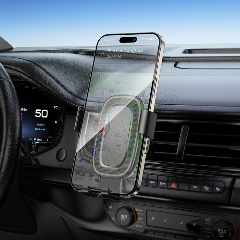 Support téléphone voiture à gravité Borofone BH129 – Grille d’aération – Noir